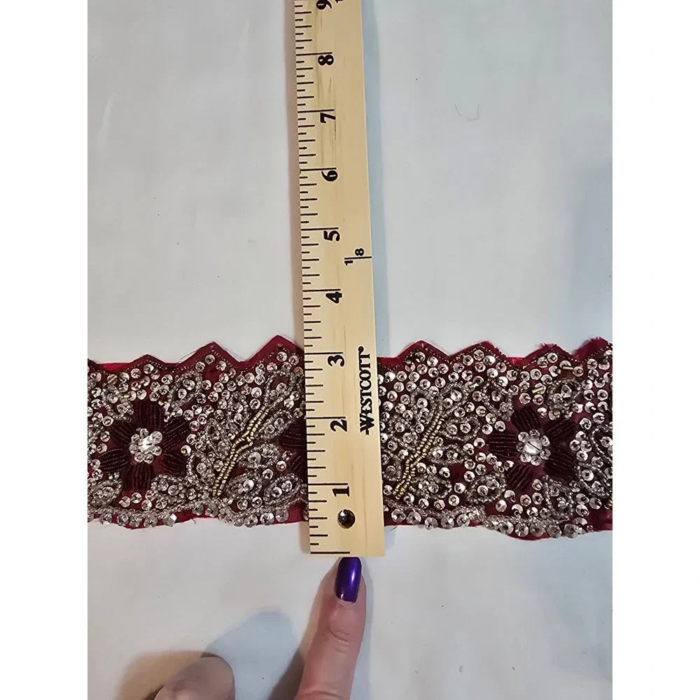 BABA CLOTHING LA Embellished Red Belt Waistband‎ ties handmade New